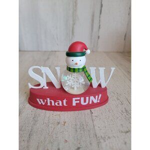 Hallmark snow what fun Snowman snow globe sign Xmas decor